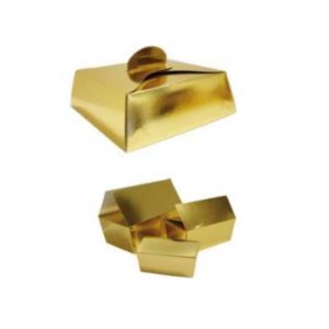 Caja cartón dorada con asa tipo lingote