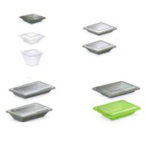 Envase con tapa separada,negro,transp. o verde