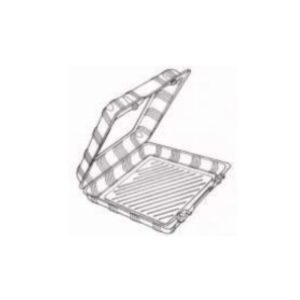 Envase PET  cuadrado con tapa bisagra